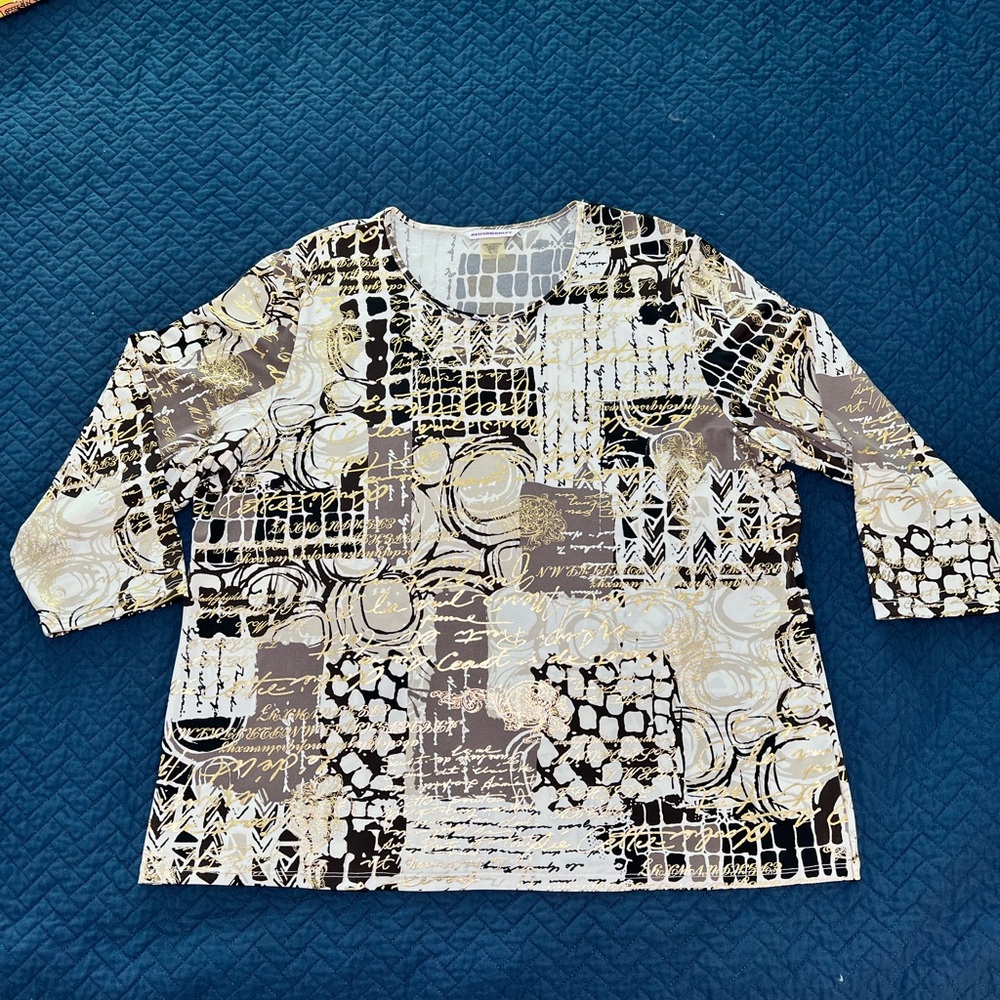 Allison Daley Print 3/4 Sleeve Crew Neck Knit Top NWOT Size XL - Picture 4 of 6